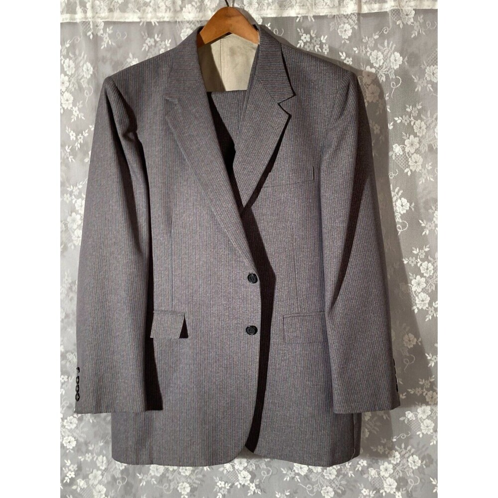 Vintage 70s 3 Piece Suit 1970s Polyester Gray Hipster Cool Anchor Man Size 44R